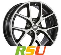 BBS, SR, 7,5x17 ET45 5x108 70, vulcano grau diamant-gedreht