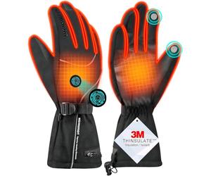 Beheizbare Handschuhe, 7.4V 3000mAh Beheizte Handschuhe für Damen Herren, Winddicht Touchscreen Heizung Wiederaufladbar Beheizte Motorradhandschuhe für Outdoor Wandern Motorrad Camping