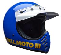 Bell Moto-3 Classic Motocross Helm, weiss-blau-gelb, Größe L für Männer