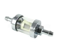 Benzinfilter rund 8 mm chrom mit Glaskörper Filter für 8 mm Benzinschlauch