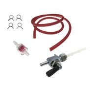 Benzinhahn M12 Manuell + Benzinschlauch Rot Set passend für Hercules Prima 2 3 4 5 S M2 MF3 MP HR G3, Zündapp 442 Automatik GTS 50 TYP 529 026-029 ZE 40 ZL 25, Kreidler MF2 25 Typ MF2 Bj. 1972-1979