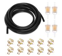 Benzinschlauch 5mm, 5 Meter Kraftstoffschlauch Set mit 4 Benzinfilter und 10 Schlauchschellen Kraftstoffleitung Dieselschlauch Ölschlauch für Kleine Motorrad Auto Roller