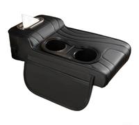 Bequeme Armlehnenauflage aus Leder für die Mittelkonsole mit zwei Getränkehaltern und Innenfächern (schwarz)
