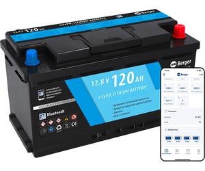 Berger LiFePO4 Lithium Batterie 120 Ah 12 V mit Bluetooth - 0% MwSt. (gem. § 12 Abs. 3 UStG) Ohne Heizung 0% MwSt.