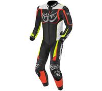 Berik NexG 1-Teiler Motorrad Lederkombi, schwarz-grau-rot-gelb, Größe 56 für Männer