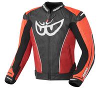 Berik Street Motorrad Lederjacke, schwarz-rot, Größe 52 für Männer