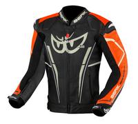 Berik Street Pro Evo Motorrad Lederjacke, schwarz-orange, Größe 50 für Männer