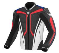 Berik Street Pro Motorrad Lederjacke, schwarz-weiss-rot-blau, Größe 54 für Männer