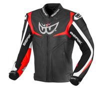 Berik Wild Chase Motorrad Lederjacke, schwarz/weiß/rot, Größe 48