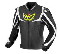 Berik Wild Chase Motorrad Lederjacke, schwarz-weiss, Größe 52 für Männer