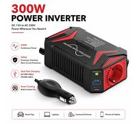 BESTEK 300W Reiner Sinus Wechselrichter 12V auf 230V KFZ Adapter mit PD30W Type-C & QC3.0 USB