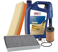 BESTPRICE Inspektionspaket Filterset mit 1x Ölfilter; 1x Luftfilter; 1x Innenraumfilter (Aktivkohle); 1x Ölablassschraube mit Dichtring; 1x Motoröl 5W-40 EUROLUB SYNT SAE 5 l