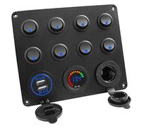 BESTYASH 8-Gang Auto Panel mit Dual USB Buchse Zigarettenanzünder Digital Voltmeter 12v-24v Bedienfeld für Fahrzeuge Boote und Rvs
