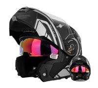 BGGNG Motorradhelm Klapphelme,DOT/ECE-Zertifiziert Motorrad Integralhelm mit Doppelvisier Klapphelm Motorradhelm Integralhelm Outdoor Schutzhelm für Erwachsene Damen Herren B,4XL=67-68cm