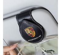 BGKDIMMDS Auto Brillenhalter, Sonnenbrillenhalter für Porsche Panamera Cayenne Macan Boxster Taycan Cayman 718 911, Brillenhalterung für Auto Sonnenblende, Schwarz