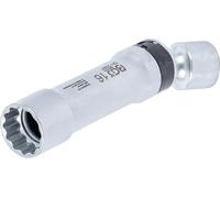 BGS Zündkerzen-Gelenkeinsatz Zwölfkant mit Haltefeder - Antrieb Innenvierkant 10 mm (3/8) - SW 16 mm