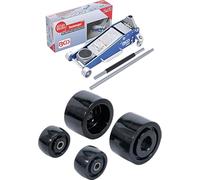 BGS 2889 | Rangier-Wagenheber | 2,5 t | hydraulisch | Hubhöhe 100-460 mm | Aluminium-Stahl-Konstruktion | Hydraulik mit Doppelhubkolben + BGS 2889-4 | Nylon-Rollenset | für Art. 2889, schwarz