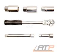 BGS Diy Zündkerzen-Werkzeug-Satz Antrieb 10mm (3/8") 6-teilig (Werkzeuge für Motor einschließlich Kühlsystem, Kraftstoffanlage, Abgasanlage, Klima)