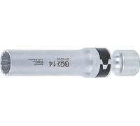 BGS 2390 Zündkerzen-Gelenkeinsatz Zwölfkant mit Haltefeder Antrieb Innenvierkant 10 mm (3/8") SW 14 mm