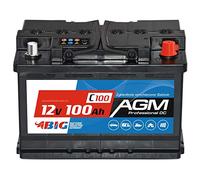 BIG AGM Batterie 100Ah 12V Solarbatterie Versorgungsbatterie | Blei-Säure AGM VRLA, 278 x 175 x 190 mm, 20,8 kg, Pluspol rechts, wartungsfrei, gasungsfrei