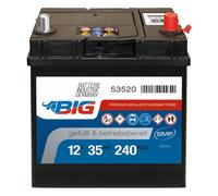 BIG ASIA Autobatterie 12V 35Ah Starterbatterie 53520 Pluspol rechts Dünnpol 40Ah