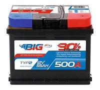 BIG Autobatterie 12V +30% mehr Startleistung 55Ah 500A/EN wartungsfreie Bleisäure Starterbatterie ersetzt 50Ah 52Ah