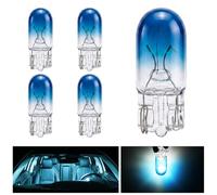 BIHEE Blau Standlicht Lampe 5 Stück T10 Halogen Lampe W5W 12V 5W 4300K Glassockellampe für Innenbeleuchtung, Parklicht, Kennzeichenbeleuchtung, Türbeleuchtung, Kofferraumbeleuchtung, Leselicht