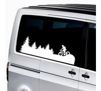 Biker im Wald Aufkleber Fahrrad Mountainbike Wohnmobil Auto Camper Van 30x9 cm