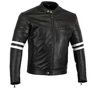Bikers Gear, Motorrad-Lederjacke „The Rocker“, Schwarz, Café-Racer-Jacke, CE-Vestärkung, PU-verstärkt, Größe: 4XL, CE1621-1
