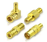 Bingfu DAB+ SMB Adapter Set 50 Ohm, 4 Stück Stecker-Buchse Adapter | Für DAB/DAB+ Autoradios, Antennen und Koaxialkabel, mit Stecker- und Buchsenkombinationen