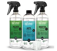 bio-chem Auto Reinigungsset Aussen Basic 3-teilig - für kraftvolle & lackschonende Reinigung Aller KFZ-Oberflächen - Auto-Shampoo, Insektenentferner, Felgenreiniger - Made IN GER