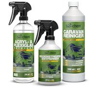 bio-chem Caravan Reiniger Set 3-teilig für Wohnmobil | Wohnwagen Außenreiniger, Regenstreifen-Entferner und Acrylglas Reiniger | Außenreinigung Wohnwagen