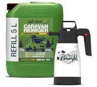 bio-chem Caravan- und Wohnmobil-Reiniger - Extra Starkes Konzentrat - 5000 ml + Schaumsprüher - Reiniger für Wohnmobile, Wohnwagen, Vorzelte, Regenstreifenentferner - Made in DE