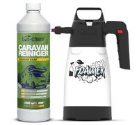 bio-chem Caravan Wohnmobil Reiniger 1L mit Foamer | Konzentrat für Außen & Dach| geeignet für Wohnwagen, Vorzelt und Caravan | Außenreinigung Wohnwagen
