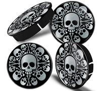 Biomar Labs® 4 x 60mm Kunststoff Nabenkappen Kappen Silber Schädel Felgendeckel Radkappen Radnabendeckel Nabendeckel Auto Tuning C 98