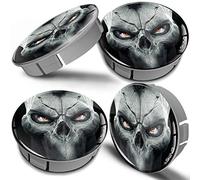 Biomar Labs 4 x 60mm Kunststoff Nabenkappen Silber Totenkopf Silber Skull Felgendeckel Radnabendeckel Radnabendeckel Auto Tuning CS 11 Z*
