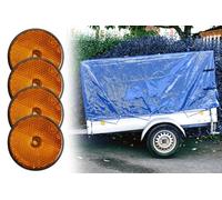 BISOMO 4X Reflektor Ø 60mm rund, orange mit E4 Zeichen für PKW Anhänger, Rückstrahler, Seitenstrahler, LKW Wohnwagen