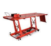 BITUXX Motorrad Hebebühne Motorradheber Motorradbühne Lift Hydraulisch mit Fußpumpe, 460 kg Belastbar, Werkstattbühne mit Radsicherung, Serviceklappe & Auffahrrampe Rot