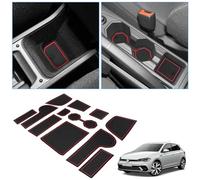 BIXUAN kompatibel mit VW Polo MK6 2018-2023 Antirutschmatten Mittelkonsole Armlehne Gummimatten,Getränkehalter Matte,Polo rutschfeste Türnaht Matten Türschlitzmatte 12 Stück