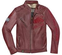 Black-Cafe London Istanbul Motorrad Lederjacke, rot, Größe 52