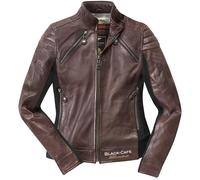 Black-Cafe London Semnan Damen Motorrad Lederjacke, braun, Größe S