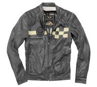 Black-Cafe London SevenT Grau Motorrad Lederjacke Größe 56