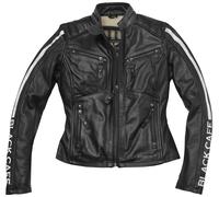 Black-Cafe London Toronto Damen Motorrad Lederjacke, schwarz/weiß, Größe M
