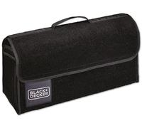 BLACK+DECKER Kofferraum Organizer - Auto Organizer 55 x 15 x 23 cm - Auto Zubehör Innenraum mit 1 Großem Fach und 2 Einstecktaschen - Mit Klettverschluss - Schwarz