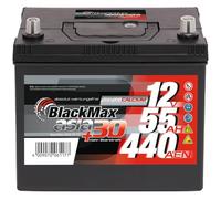 BlackMax ASIA 55-03 Autobatterie 12V 55Ah 440A EN, Asia Starterbatterie, Pluspol rechts, Dünnpol, B00, 236 x 129 x 225 mm, wartungsfrei und direkt einsatzbereit