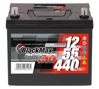 BlackMax ASIA 55-13 Autobatterie 12V 55Ah 440A EN, Asia Starterbatterie, Pluspol links, Dünnpol, B00, 236 x 129 x 225 mm, wartungsfrei und direkt einsatzbereit