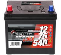 BlackMax ASIA 75-11 12V 75Ah 540A/EN Autobatterie Pluspol links