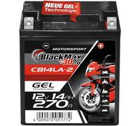 BlackMax Motorradbatterie 12V 14Ah 270A EN | YB14L-A2 Wartungsfreie Gel Starterbatterie | Motorrad Rasentraktor Quad & ATV Akku