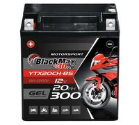 BlackMax YTX20CH-BS Motorradbatterie +30% GEL 12V 20Ah 300A/EN 52002