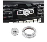 BLINGOOSE für Mercedes Auto Accessoires Glitzer Audio Multimedia Knopf Ring Abdeckung Aufkleber Bling Mittelkonsole Deko for Benz B C-Klasse CLA GLK CLS GLE GLA GLS GLE SLC Kristall 2 Stücke